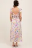 Multi Color Floral Smocked Back Bow Maternity Maxi Dress sold by Pinkblush