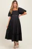 Black Wavy Trim Puff Sleeve Maternity Midi Dress sold by Pinkblush