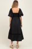 Black Wavy Trim Puff Sleeve Maternity Midi Dress sold by Pinkblush