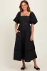 Black Wavy Trim Puff Sleeve Maternity Midi Dress sold by Pinkblush