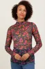 Black Floral Mesh Long Sleeve Turtle Neck Maternity Top sold by Pinkblush