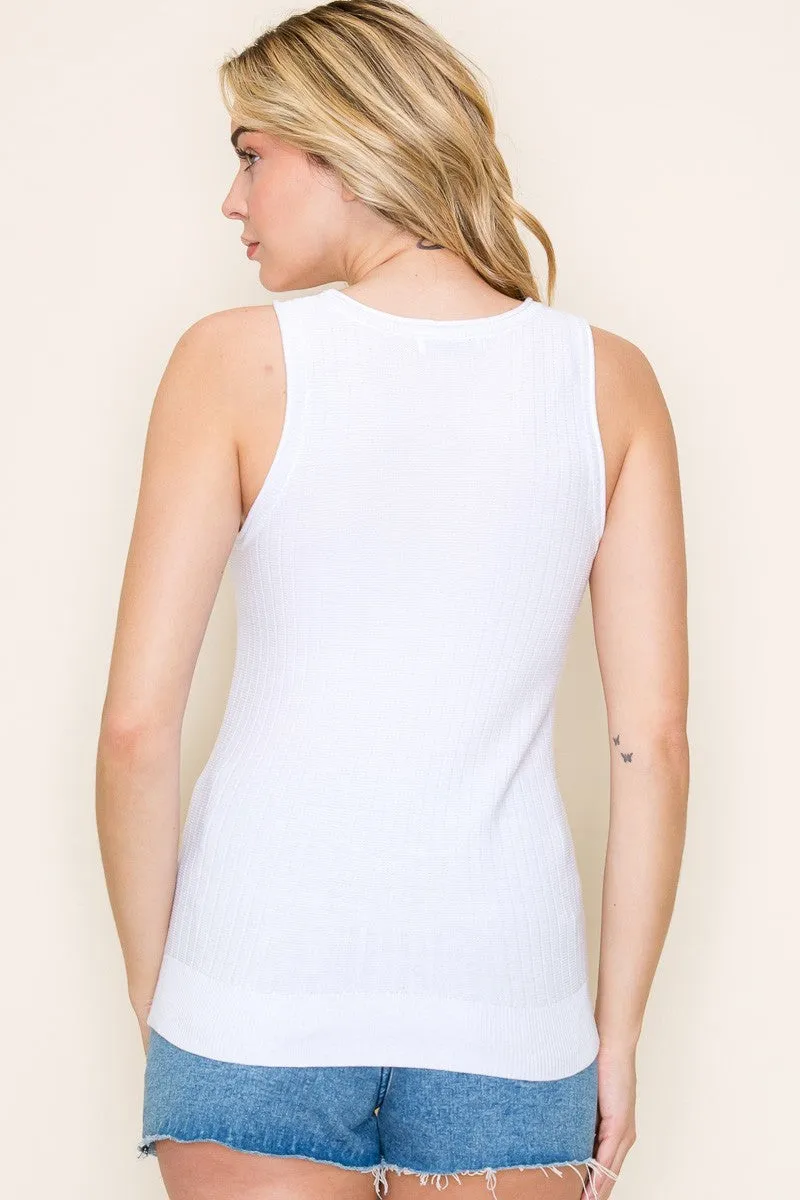 Ivory Ribbed Knit Tank Top sold by Pinkblush product image thumbnail 4