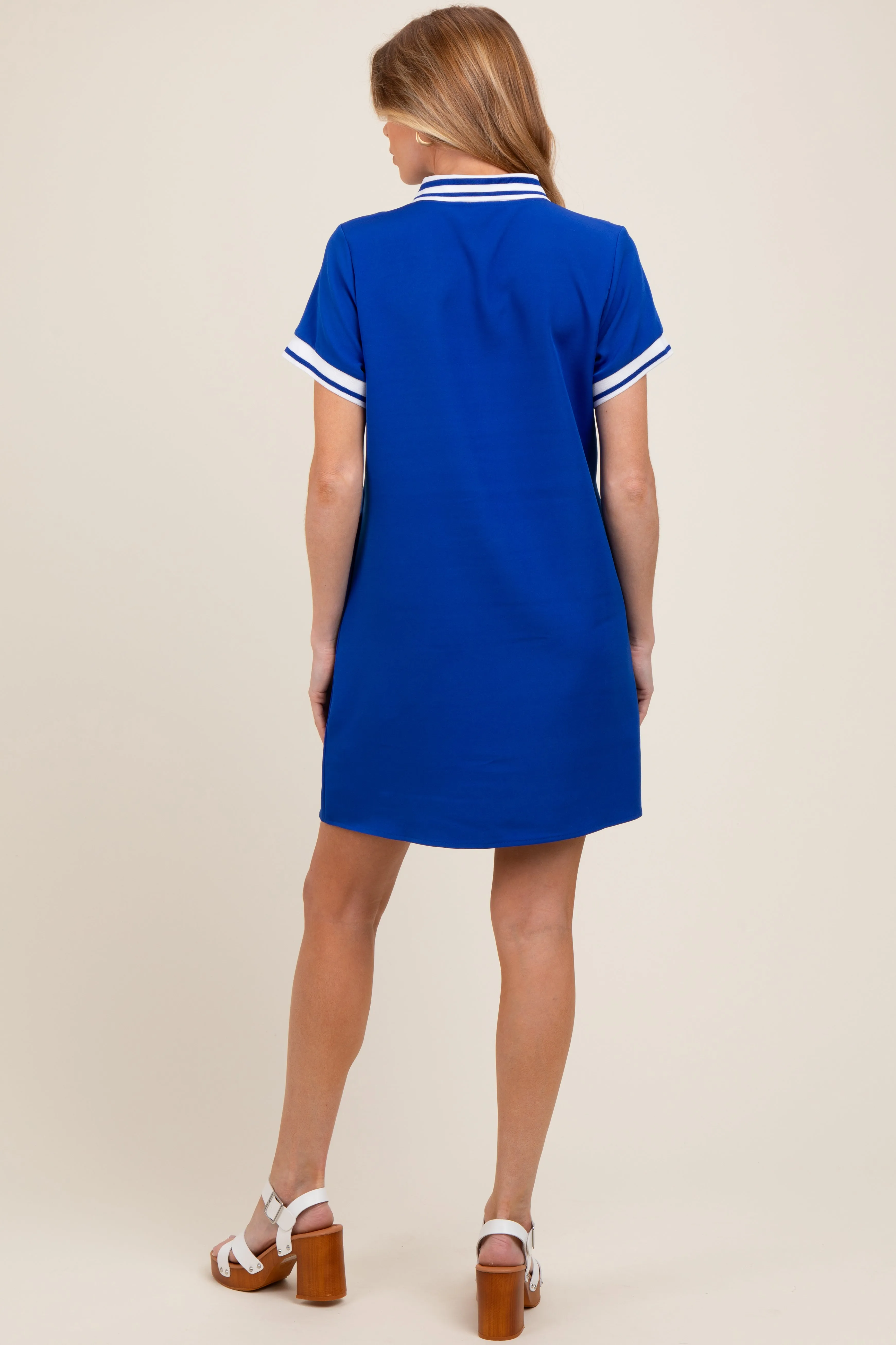 Royal Blue Sporty Maternity Polo Dress sold by Pinkblush product image thumbnail 3