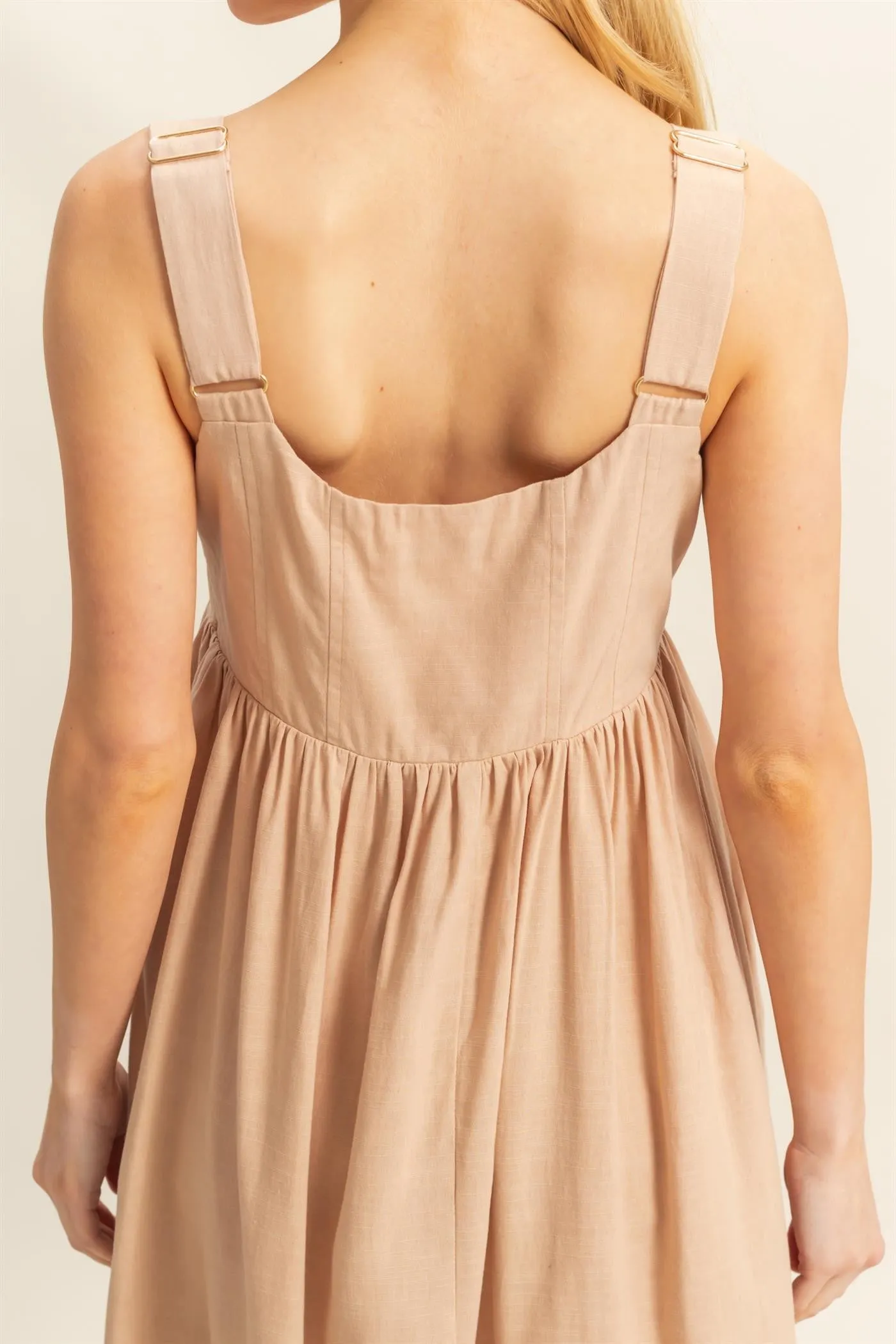 Beige Square Neck Fit And Flare Midi Dress sold by Pinkblush product image thumbnail 5