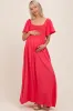 Coral Chambray Smocked Maternity Maxi Dress sold by Pinkblush