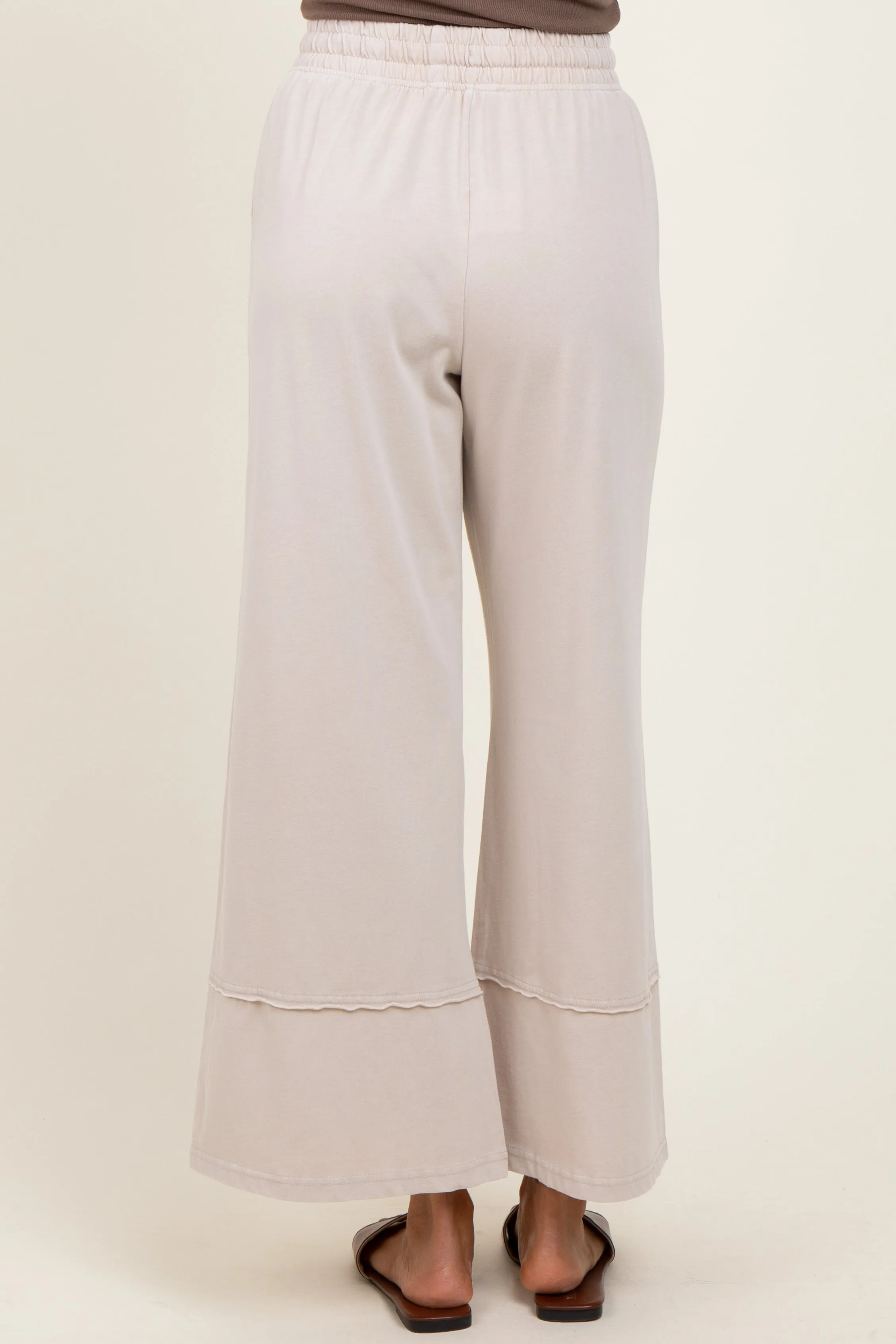 Cream Mineral Wash Wide Leg Ankle Pants sold by Pinkblush product image thumbnail 4