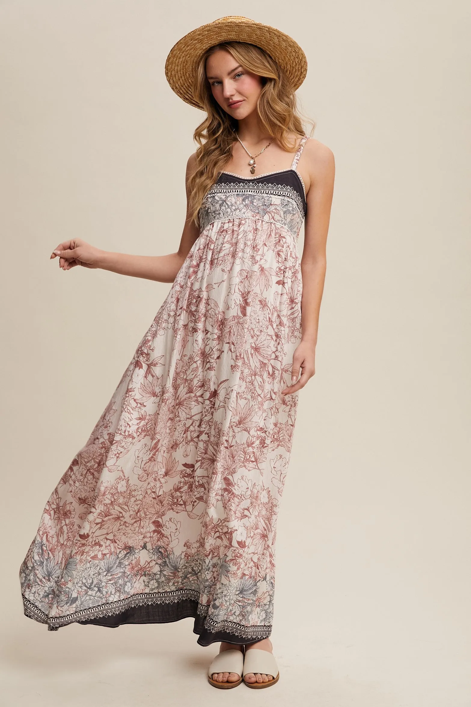 Charcoal Floral Contrast Border Maternity Maxi Dress sold by Pinkblush product image thumbnail 5