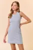 Heather Grey Contrast Stitch Sleeveless Maternity Mini Dress sold by Pinkblush