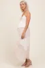 Cream Floral Sweetheart Neck Maternity Midi Dress sold by Pinkblush