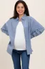Blue Checker Plaid Button Down Maternity Shirt sold by Pinkblush