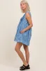Light Blue Floral Chambray Pleat Front Maternity Romper sold by Pinkblush