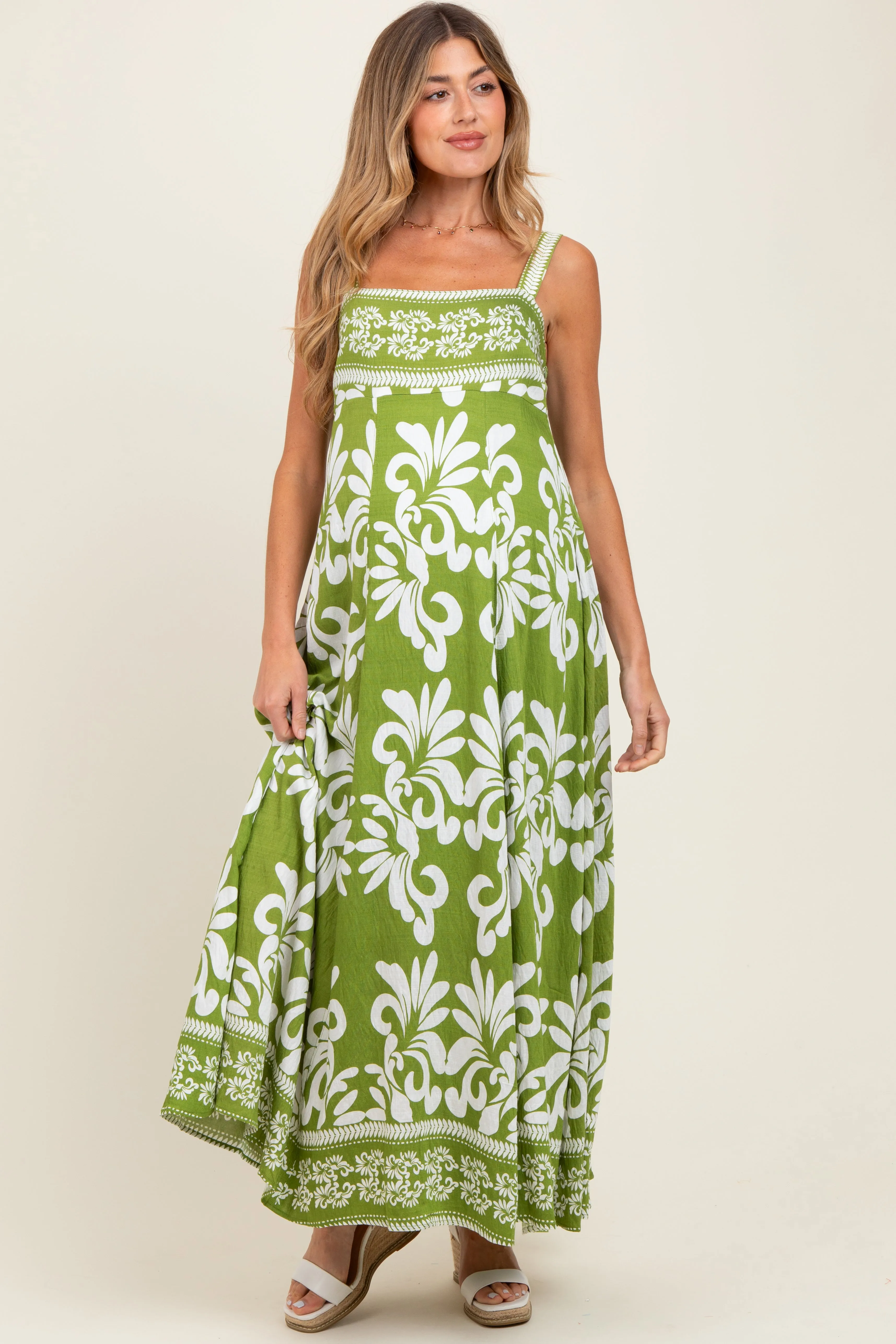 Green Resort Border Print Maternity Maxi Dress sold by Pinkblush product image thumbnail 2