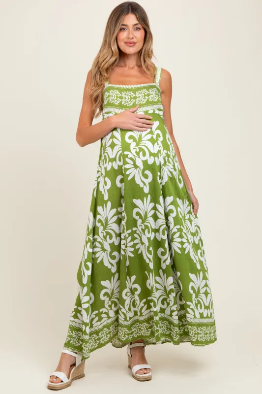 Green Resort Border Print Maternity Maxi Dress sold by Pinkblush