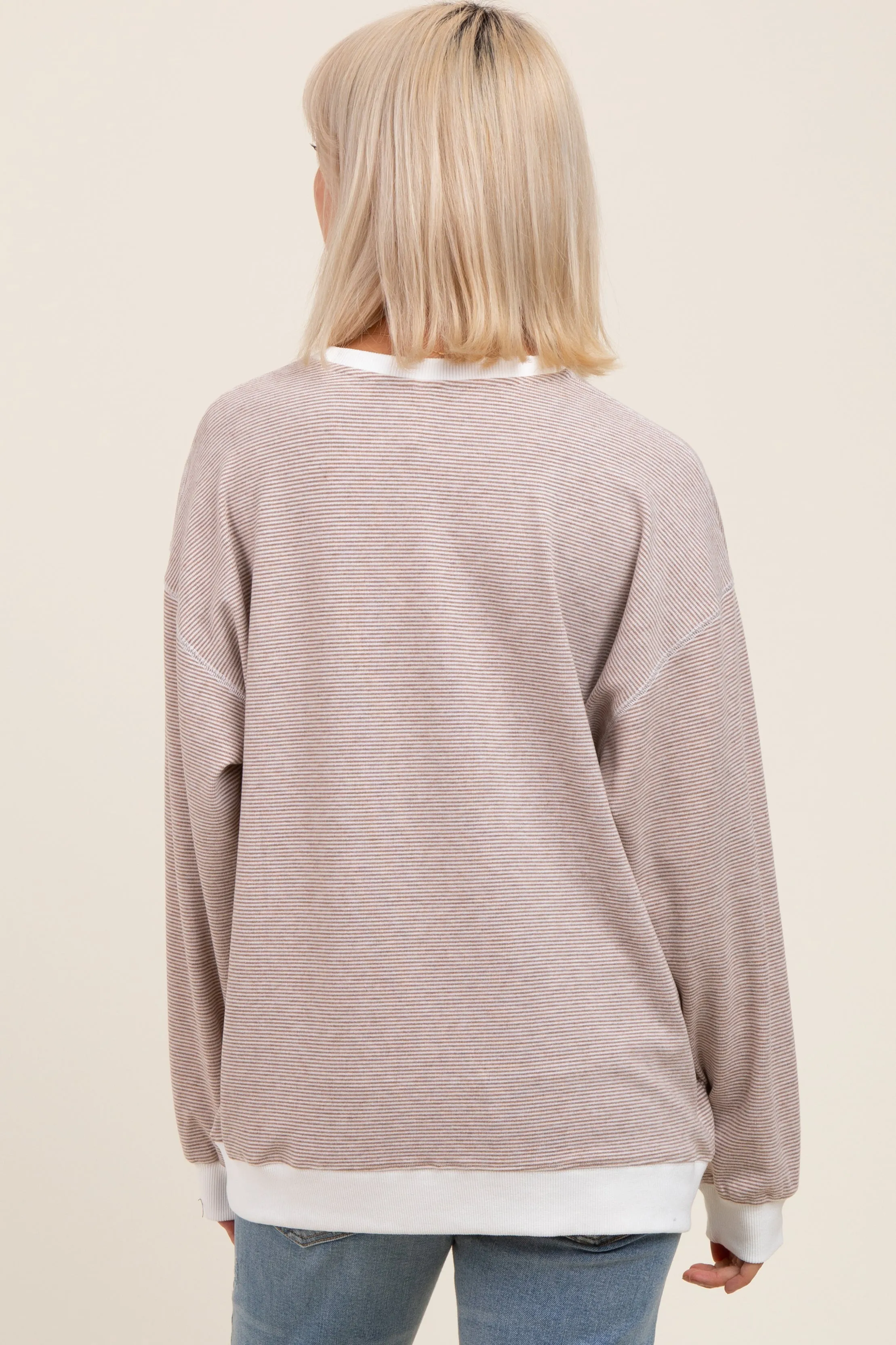 Mocha Striped Maternity Pullover Top sold by Pinkblush product image thumbnail 4