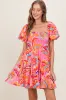 Pink Printed Smocked Puff Sleeve Maternity Mini Dress sold by Pinkblush