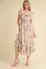Light Pink Floral Chiffon Pleated Ruffle Maternity Midi Dress sold by Pinkblush