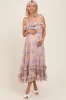 Light Pink Floral Chiffon Pleated Ruffle Maternity Midi Dress sold by Pinkblush
