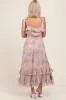 Light Pink Floral Chiffon Pleated Ruffle Maternity Midi Dress sold by Pinkblush