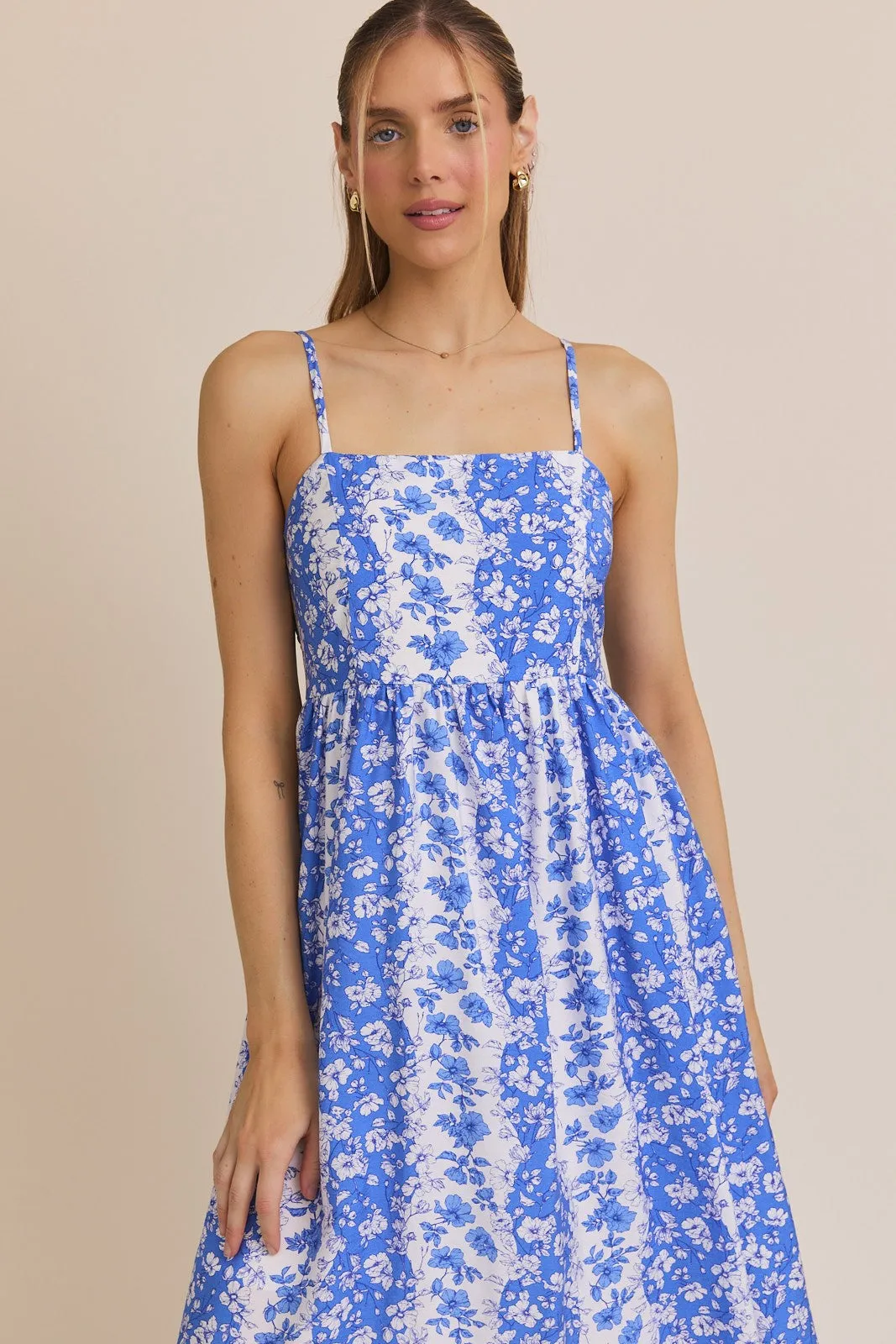 Blue Floral Colorblock Sleeveless Maternity Maxi Dress sold by Pinkblush product image thumbnail 5