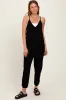 Black V-Neck Sleeveless Maternity Jogger Jumpsuit sold by Pinkblush