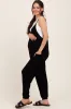Black V-Neck Sleeveless Maternity Jogger Jumpsuit sold by Pinkblush