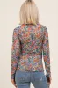 Blue Floral Mesh Long Sleeve Turtle Neck Maternity Top sold by Pinkblush