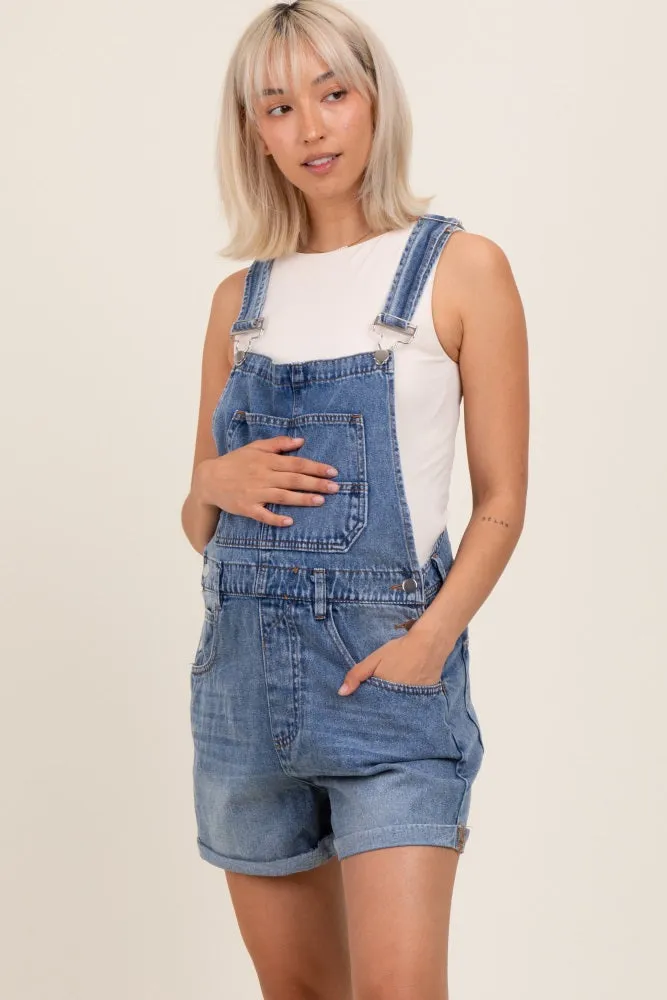 Light Blue Wash Maternity Denim Shortalls sold by Pinkblush product image thumbnail 2