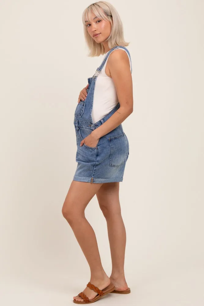 Light Blue Wash Maternity Denim Shortalls sold by Pinkblush product image thumbnail 3
