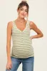 Green Striped Fitted Maternity Tank Top sold by Pinkblush