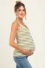 Green Striped Fitted Maternity Tank Top sold by Pinkblush