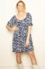 Navy Floral Puff Sleeve Maternity Dress sold by Pinkblush