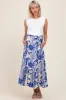 Blue Floral Contrast Top Sash Tie Sleeveless Maternity Midi Dress sold by Pinkblush