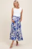 Blue Floral Contrast Top Sash Tie Sleeveless Maternity Midi Dress sold by Pinkblush