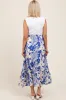 Blue Floral Contrast Top Sash Tie Sleeveless Maternity Midi Dress sold by Pinkblush