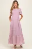 Mauve Floral Smocked Maternity Midi Dress sold by Pinkblush