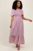 Mauve Floral Smocked Maternity Midi Dress sold by Pinkblush