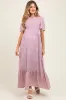 Mauve Floral Smocked Maternity Midi Dress sold by Pinkblush