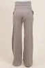 Light Taupe Crossover Waist Active Wide Leg Maternity Pant sold by Pinkblush