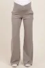 Light Taupe Crossover Waist Active Wide Leg Maternity Pant sold by Pinkblush