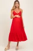 Red Ruffle Accent Sleeveless Maternity Midi Dress sold by Pinkblush