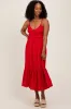 Red Ruffle Accent Sleeveless Maternity Midi Dress sold by Pinkblush