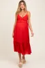 Red Ruffle Accent Sleeveless Maternity Midi Dress sold by Pinkblush