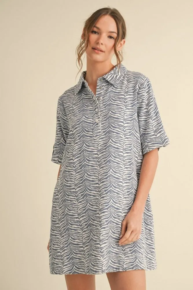 Blue Zebra Print Pocketed Maternity Mini Dress sold by Pinkblush product image thumbnail 5