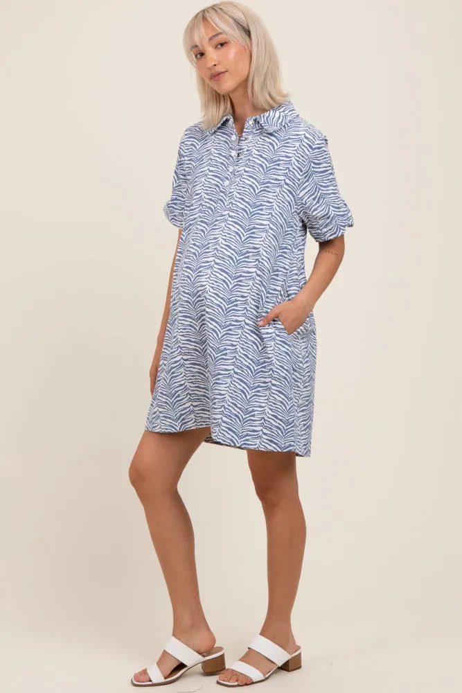 Blue Zebra Print Pocketed Maternity Mini Dress sold by Pinkblush product image thumbnail 3