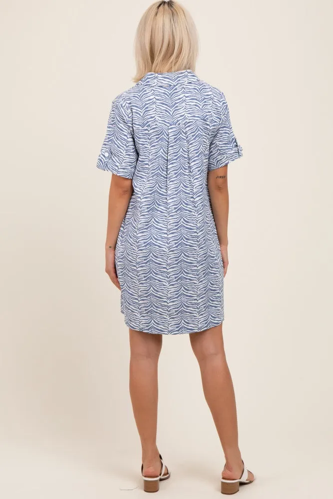 Blue Zebra Print Pocketed Maternity Mini Dress sold by Pinkblush product image thumbnail 4