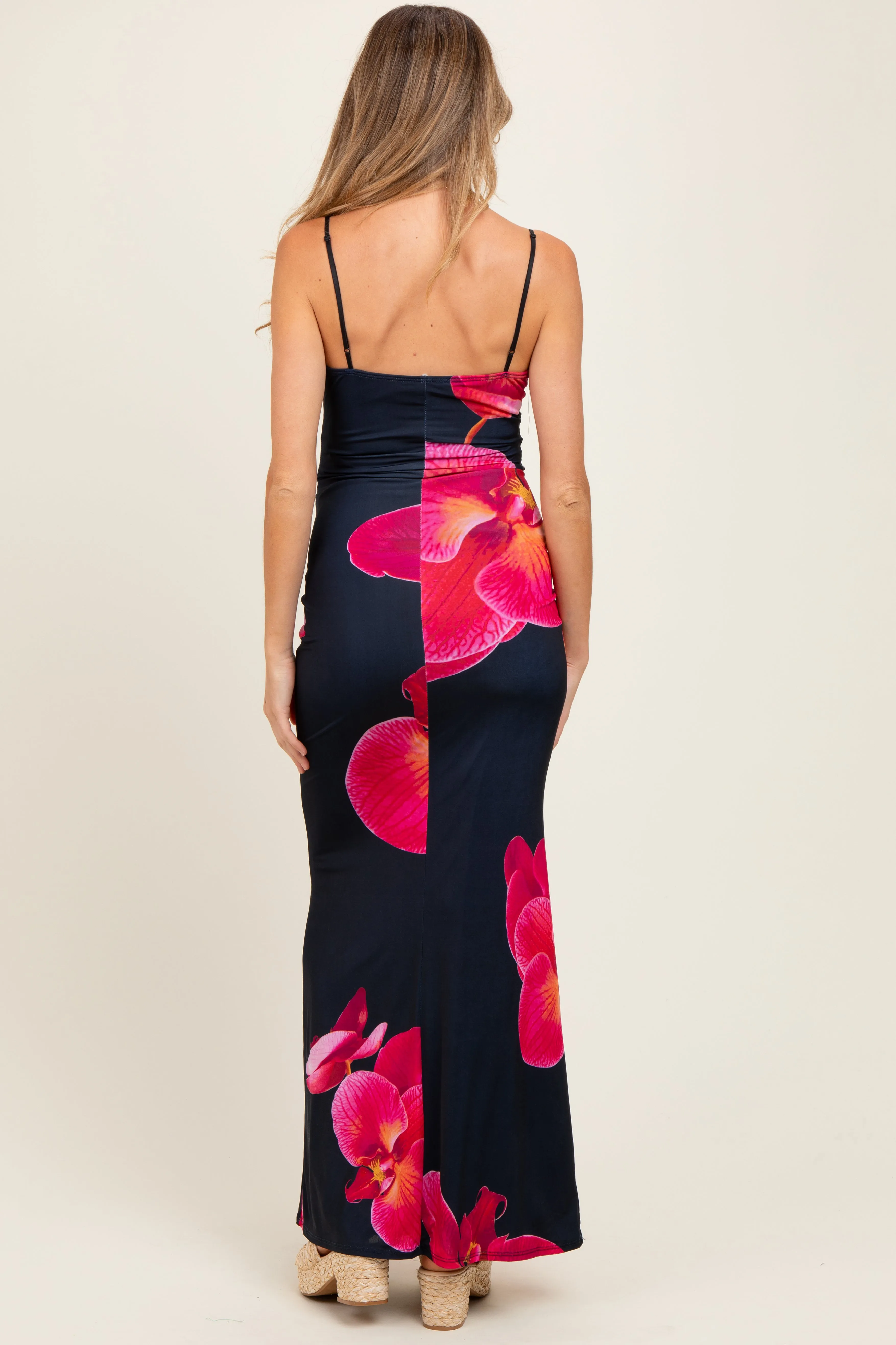 Black Floral Sleeveless Maternity Maxi Dress sold by Pinkblush product image thumbnail 3