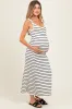 White Striped Ribbed Sleeveless Maternity Maxi Dress sold by Pinkblush