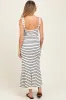 White Striped Ribbed Sleeveless Maternity Maxi Dress sold by Pinkblush