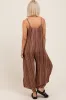 Brown Printed Sleeveless Wide Leg Maternity Jumpsuit sold by Pinkblush