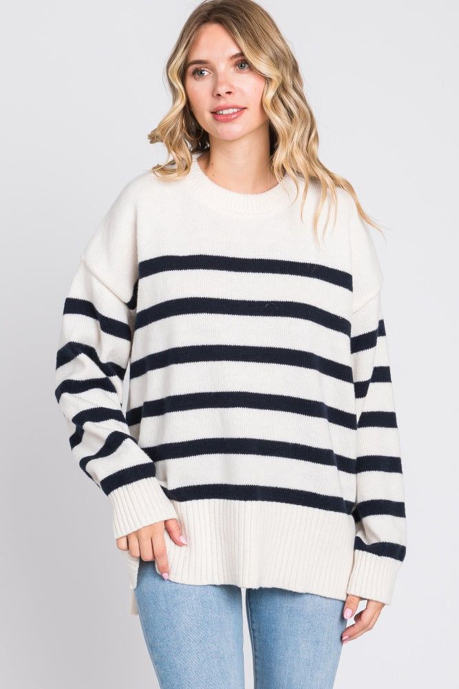 Cream Striped Oversized Sweater sold by Pinkblush product image thumbnail 3